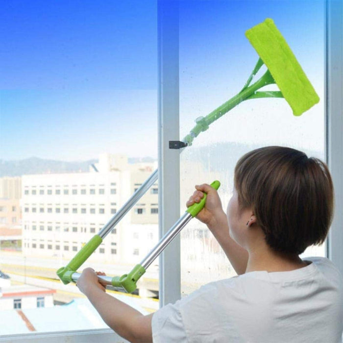 Apartment Window Cleaner Exterior Glass Curved Sponge Mop Brush Telescopic Unit