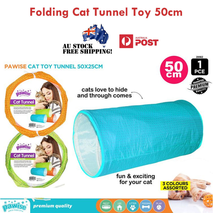 3pcs Cat Tunnel Pet Tube Folding Long 50x25cm Colourful Extra Large Big Colour