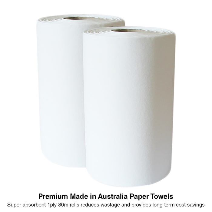 Paper Hand Towels Towel Roll White Bulk Industrial Kitchen Catering 80m 1Ply