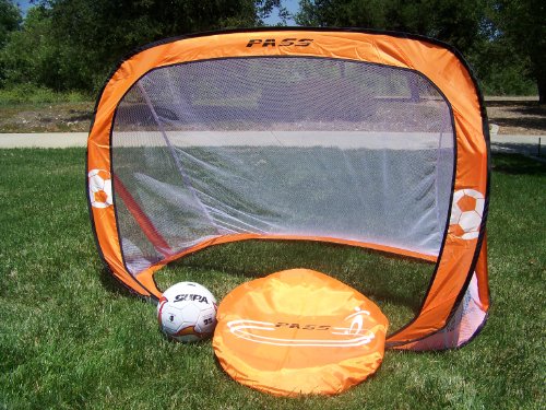 2x Pop Up Soccer Goals Football Net Kids Portable Mini Foldable Pop-Up Orange