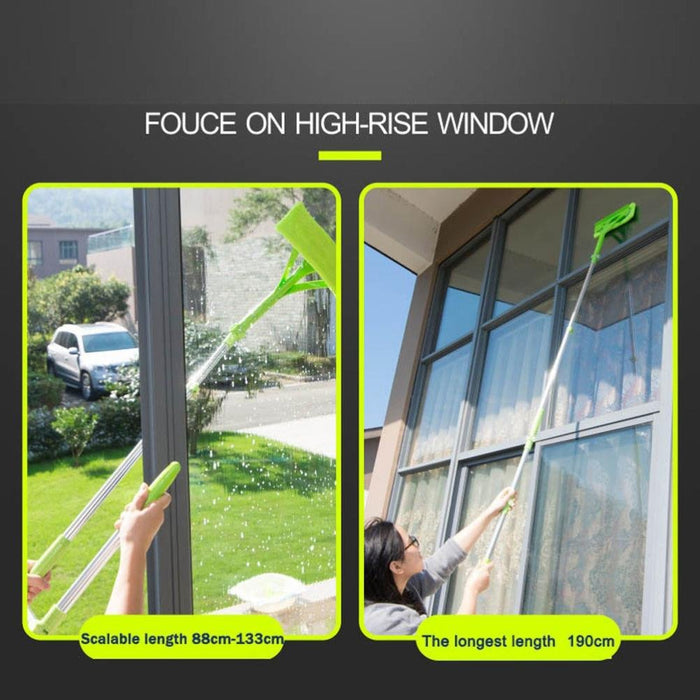 Apartment Window Cleaner Exterior Glass Curved Sponge Mop Brush Telescopic Unit