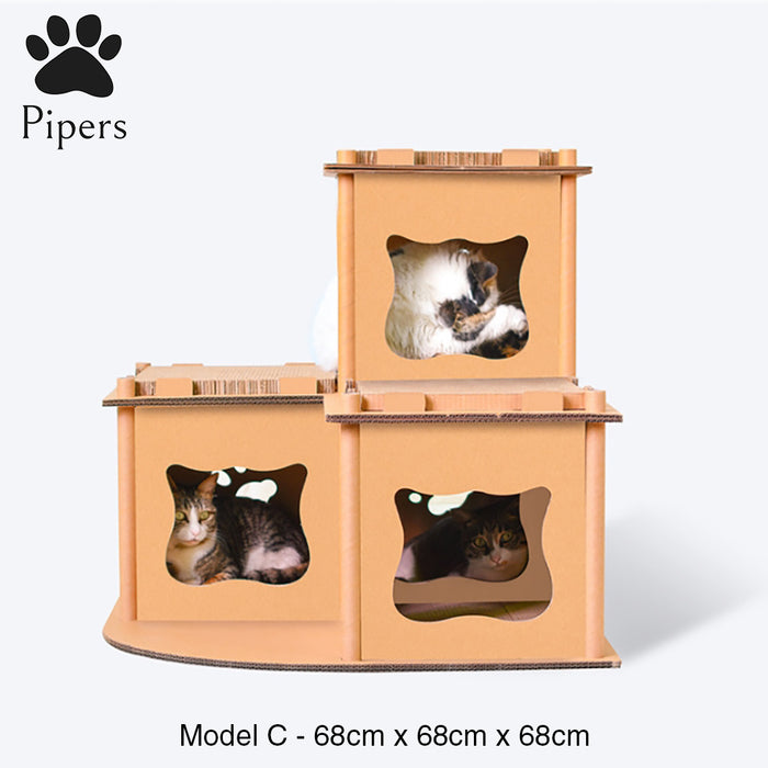 Pipers Cat Cardboard House Tree Tower Condo Scratcher Pet Post Pad Mat Furniture