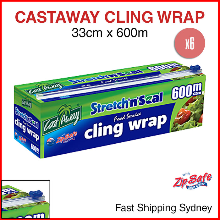 Cling Wrap Dispenser Slide Cutter Castaway Holder Plastic Film Clear 600m x 33cm