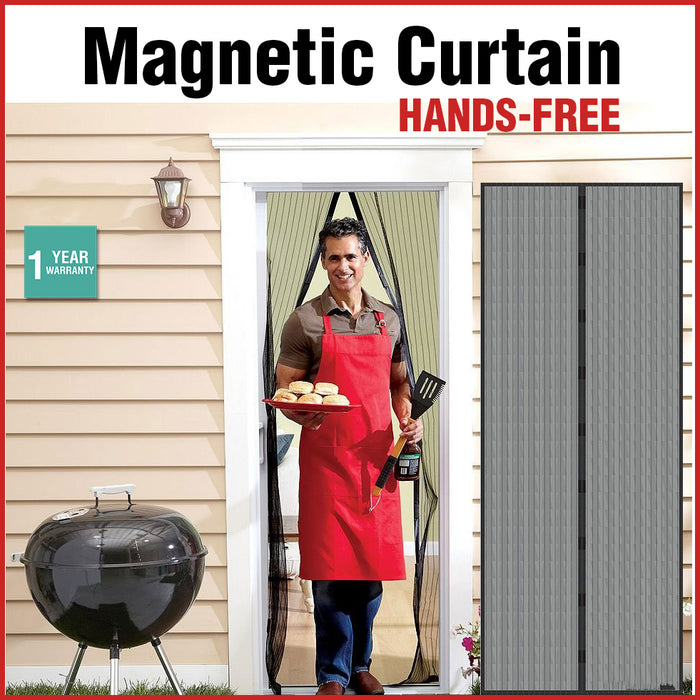 Magnetic Door Curtain Mesh Black Fly Screen Hands Free Mosquito Bug Insect AU