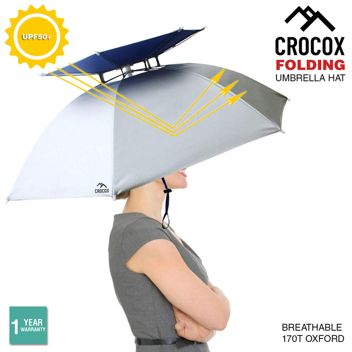 Crocox Fishing Umbrella Hat Folding Outdoor Golf Camping Headwear UV Mens Wide