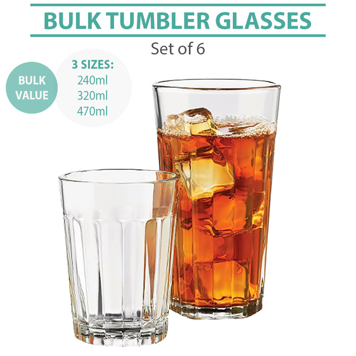 Tumbler Glass Cups Glasses Tumblers Scotch Whiskey Drinking Cup Water Bulk 6pk