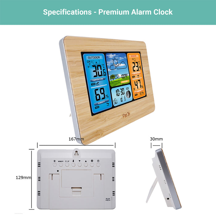 Wasel Alarm Clock Wireless Weather Station Sensor LED Display Time Date Temp