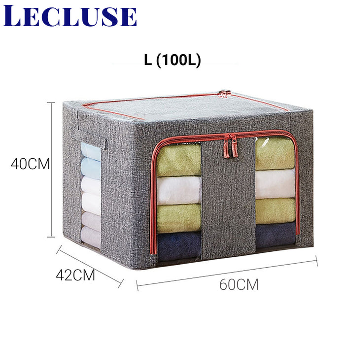 Lecluse Foldable Storage Bag Cloth Quilt Blanket Toy Organizer Zipper Box Oxfor