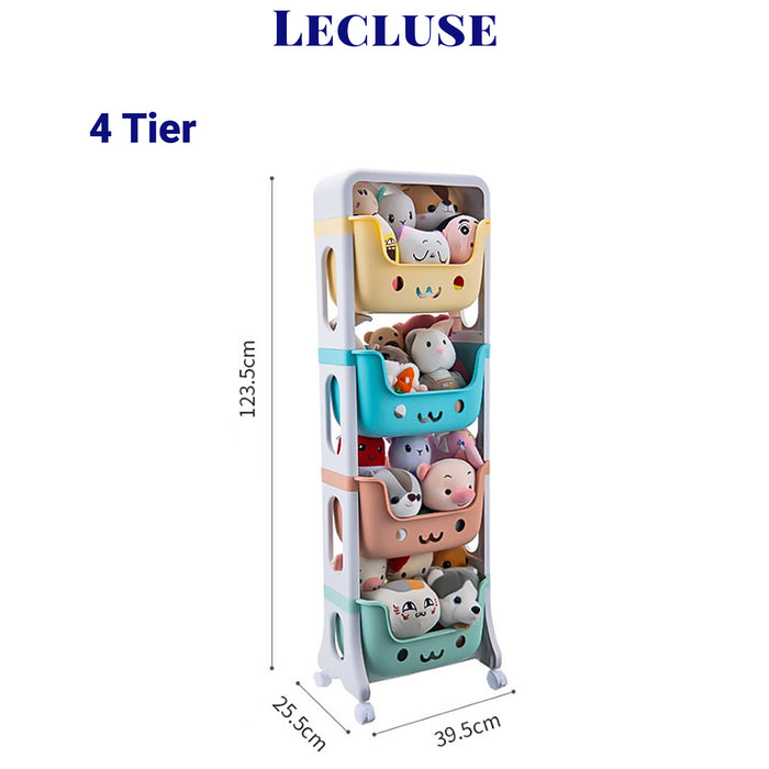 Lecluse Toy Storage Trolley Rolling Cart Kitchen Bathroom Organiser 2/4 Tier