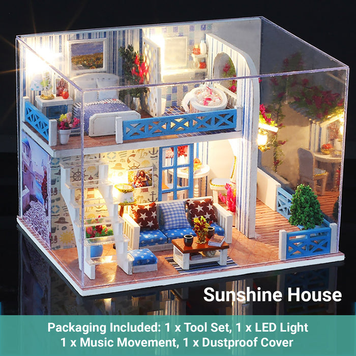 Lineguard DIY LED Doll House Mini Home Music Lighting Miniature Furniture Kit