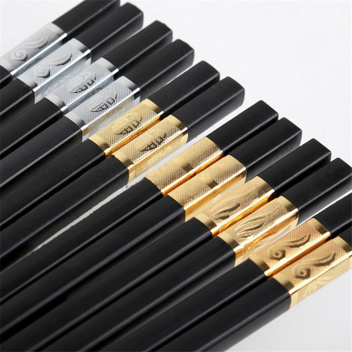 Alloy Chopsticks Fibreglass Set Bulk Black Premium Asian Japanese Gold Silver