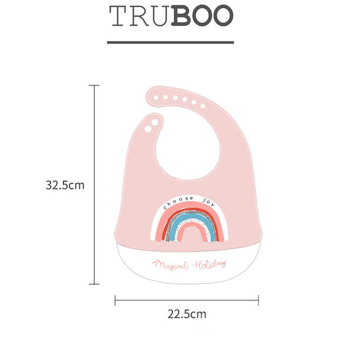 3x Truboo Baby Waterproof Bibs Soft Silicone Infant Toddle Feeding Adjustable