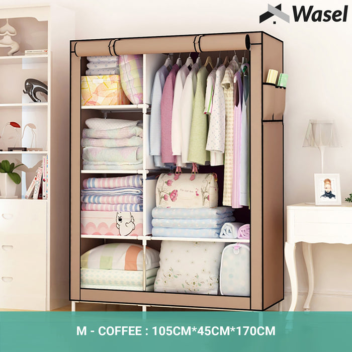 Wasel Portable Clothes Closet Large Wardrobe Storage Organiser Shelf Cabinet