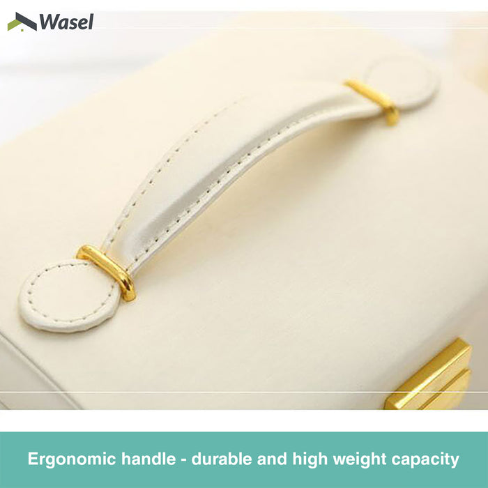 Wasel Leather Jewellery Box Case Storage Travel Jewelry Organiser Ornaments Lock