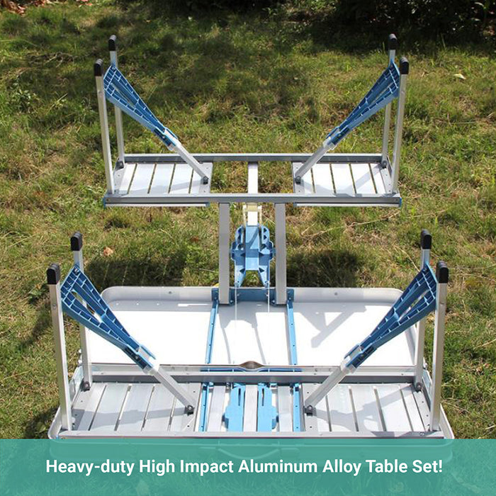 Crocox Folding Outdoor Table with Seats Camping Set Aluminum Alloy Portable Desk
