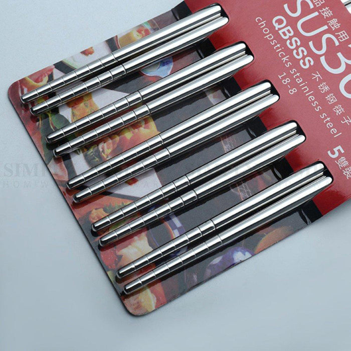 Stainless Steel Chopsticks 304 Set Bulk Silver Metal Korean Asian Japanese Gift - Simply Homeware