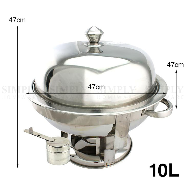 Stainless Steel Chafing Dishes Bain Marie Commercial Round Set Food Warmer Lid - Simply Homeware