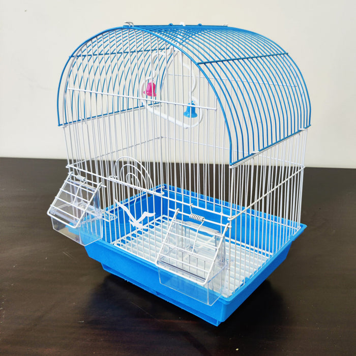 Bird Cage Small Medium Metal Frame Domed Roof White 29.5cm x 22.3cm x 38.5cm