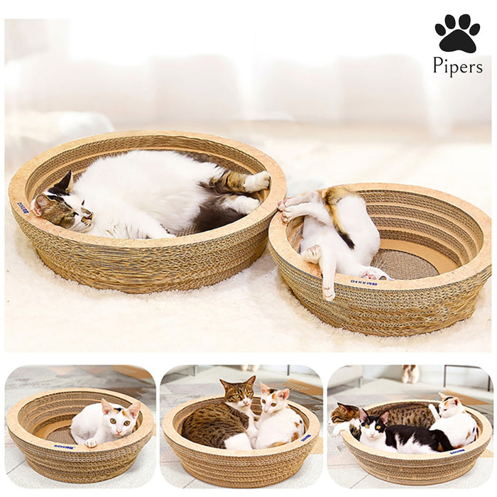 Pipers Cat Scratcher Round Cardboard Bed Lounge Sofa Pet House Post Board Large