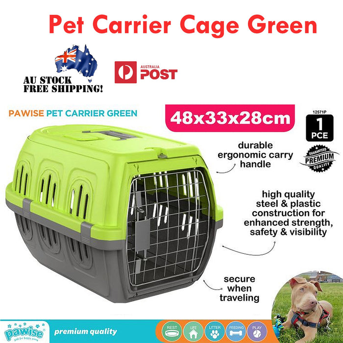 Pet Carrier Cage Crate Handle Hard Durable Door Steel Plastic Premium 48x33x28cm