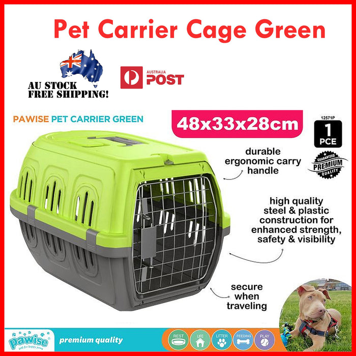 Pet Carrier Cage Crate Handle Hard Durable Door Steel Plastic Premium 48x33x28cm