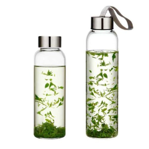 Glass Water Bottle 550ml BPA Free Sports Tea Crystal Bottles Juice Drinking Jug - Simply Homeware