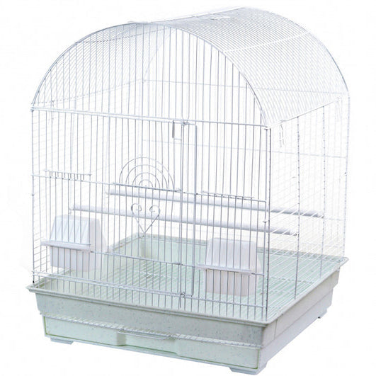 Bird Cage Small Medium Metal Frame Domed Roof White 29.5cm x 22.3cm x 38.5cm
