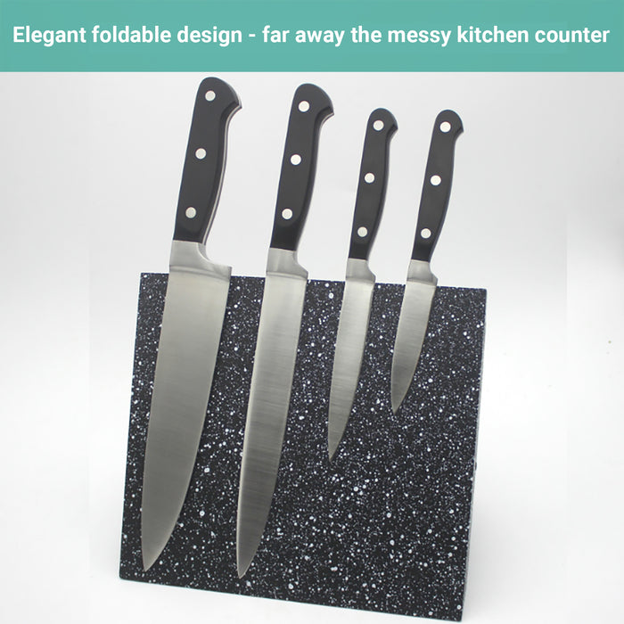Lecluse Foldable Magnetic Knife Holder Wooden Stand Kitchen Rack Storage Block