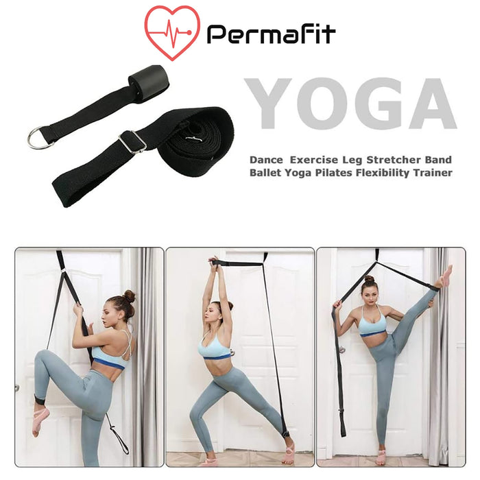 2x Permafit Leg Stretcher Yoga Straps Door Flexibility Training Band Ballet Belt