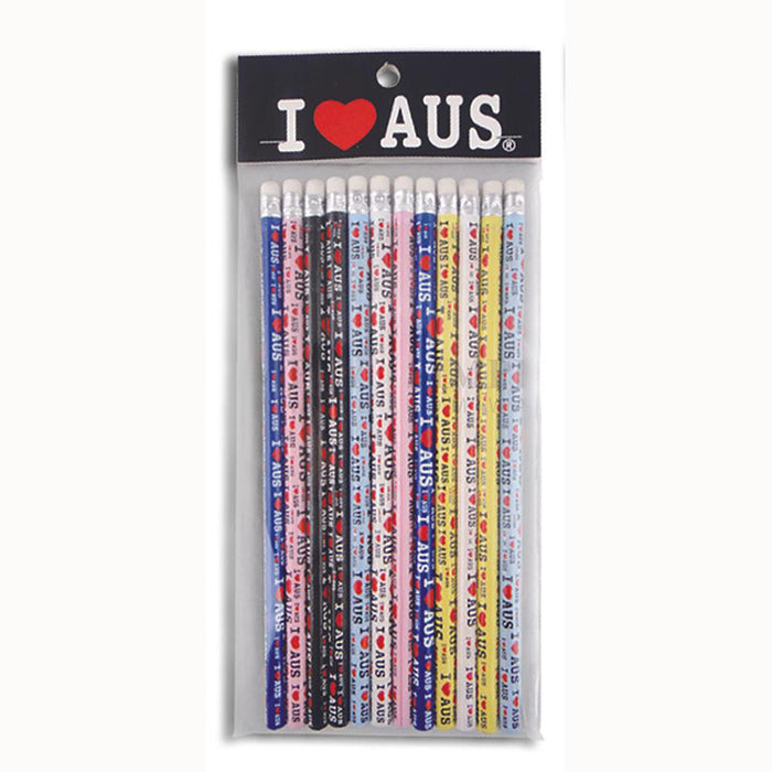 Australian Souvenirs 12pcs Set Pencils Stationary Kids Art Multi-coloured Aussie