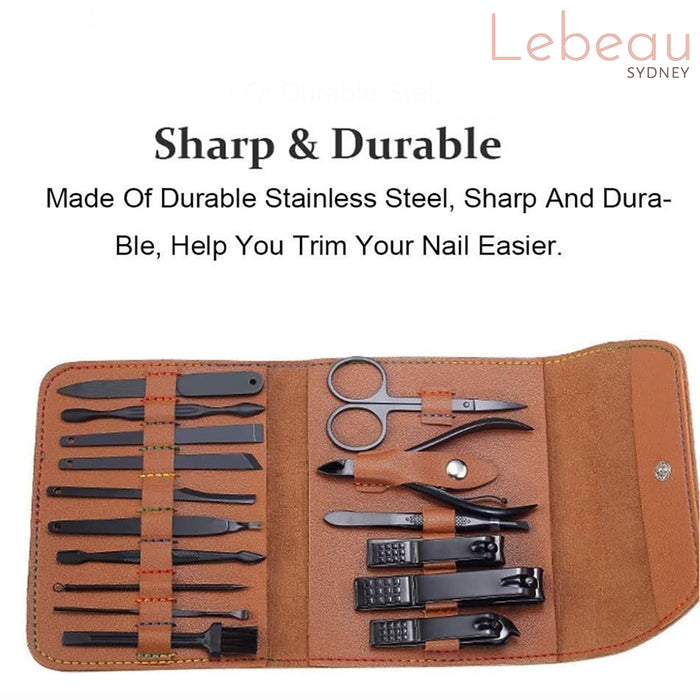 Lebeau 16Pcs Manicure Pedicure Set Nail Trimming Kit Clipper Finger Care Tool