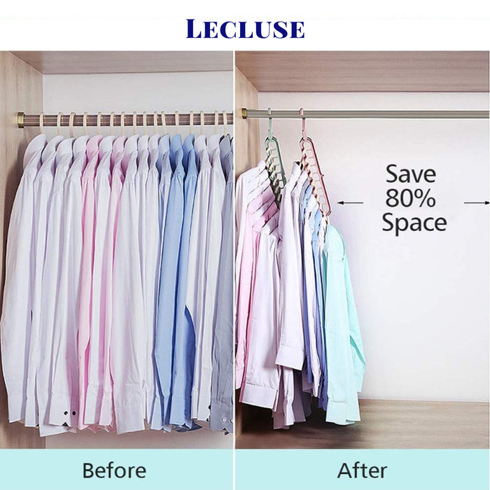 10x Lecluse Folding Hanger Anti-skid 9 In 1 Clothes Magic Saving Drying Hook