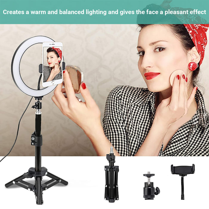 Kartech LED Ring Light Stand Lamp Diffuser Selfie Makeup Live Tripod 7"/10"