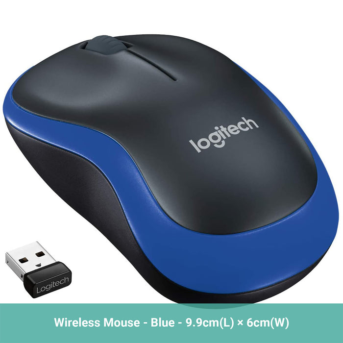 Logitech M185 Wireless Mouse 2.4Ghz 1000DPI USB Receiver Office Gaming Blue Red