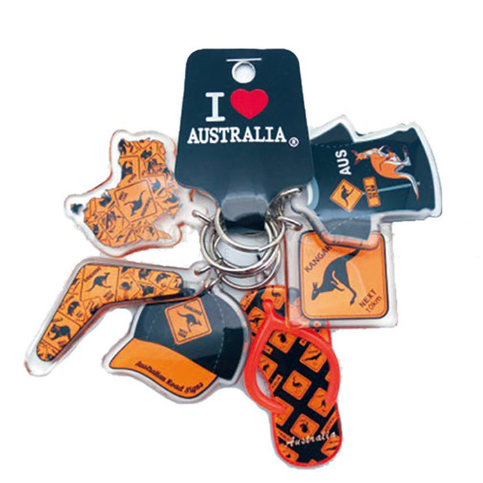 6pcs Australian Souvenirs Keyring Chain Acrylic Road Sign Gift Bulk Aussie