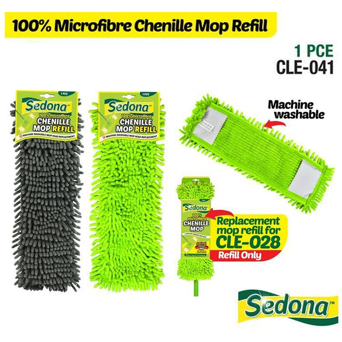 Microfibre Mop 100% Microfiber Flat Head Long Handle Replacement Refill Chenille