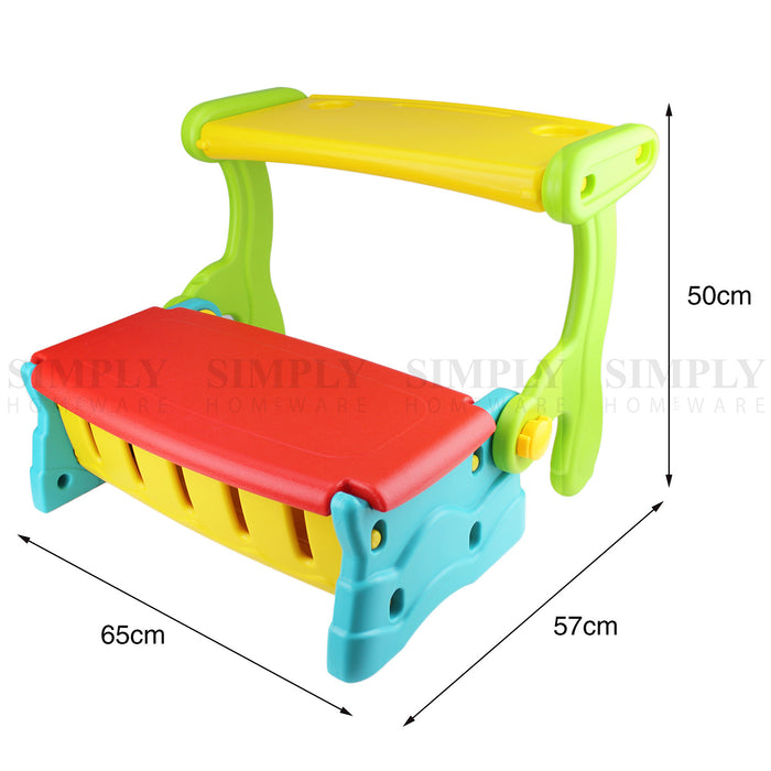 Kids Bench Table 2 In 1 Seat Chair Storage Outdoor Indoor Play Plastic Lounge - Simply Homeware