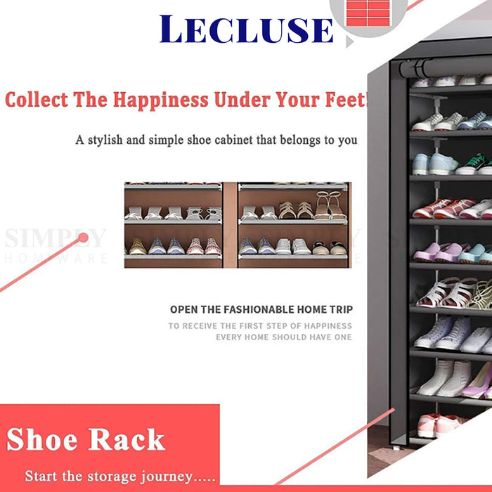 Lecluse 9 Tier Shoe Rack Portable Storage Organizer Nonwoven Wardrobe 27 Pairs
