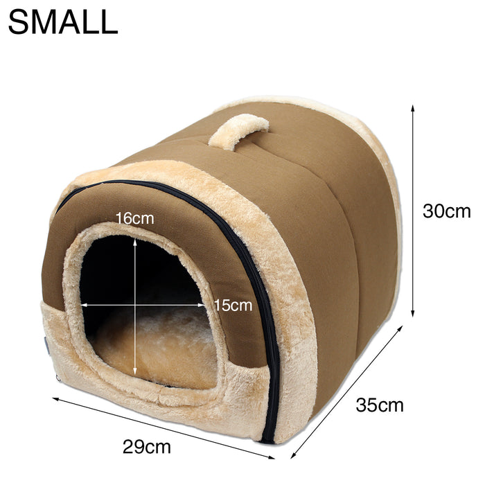 Pet Dog House Kennel Soft Igloo Beds Cave Cat Puppy Bed Doggy Warm Cushion Fold