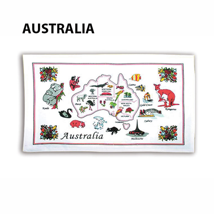 Australian Souvenir Tea Towels 100% Cotton Linen Weave Map Koala Aussie Gift AU