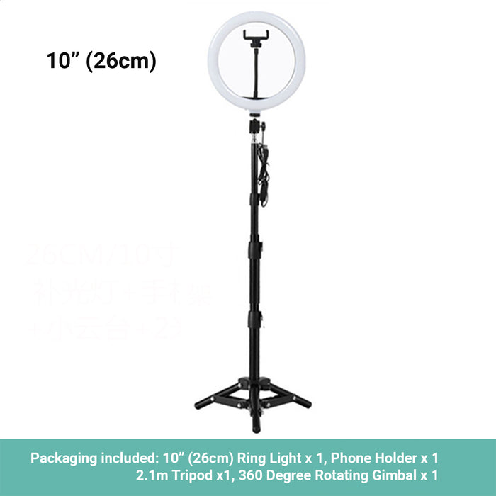 Kartech LED Ring Light Stand Lamp Diffuser Selfie Makeup Live Tripod 7"/10"