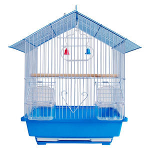 Bird Cage Small Medium Metal Frame Angled Roof Blue 29.5cm x 22.3cm x 38.5cm