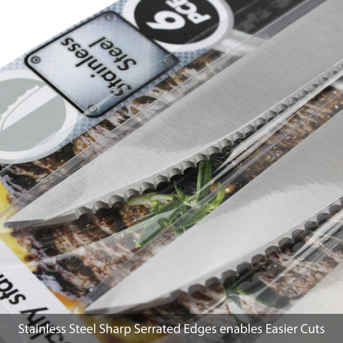 Steak Knives Knife Set Knifes Stainless Steel Sharp Serrated 6 Pack
