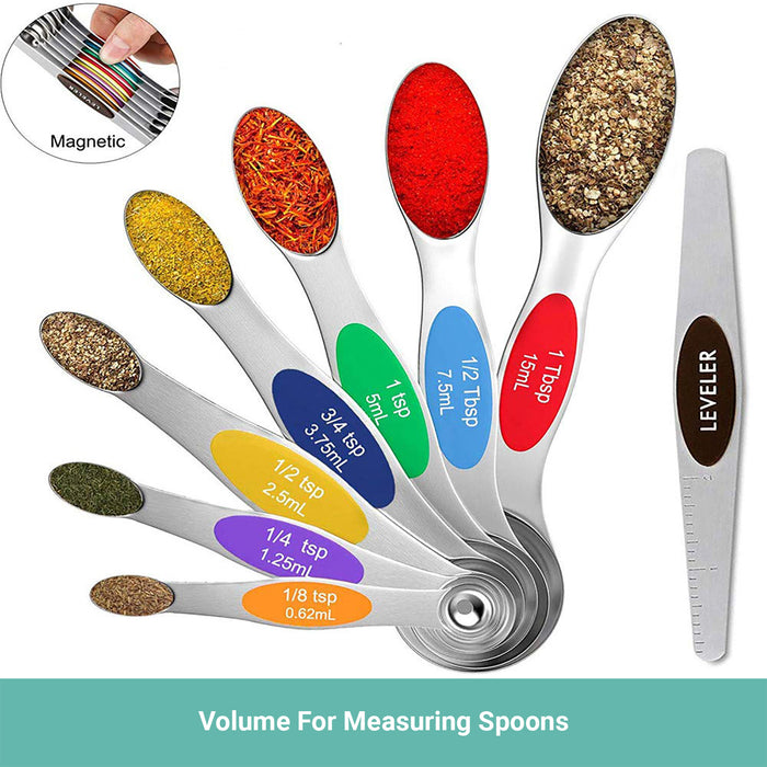 Lecluse Stainless Steel Measuring Spoons Cups Set Metal Tablespoon Tools 11PCS