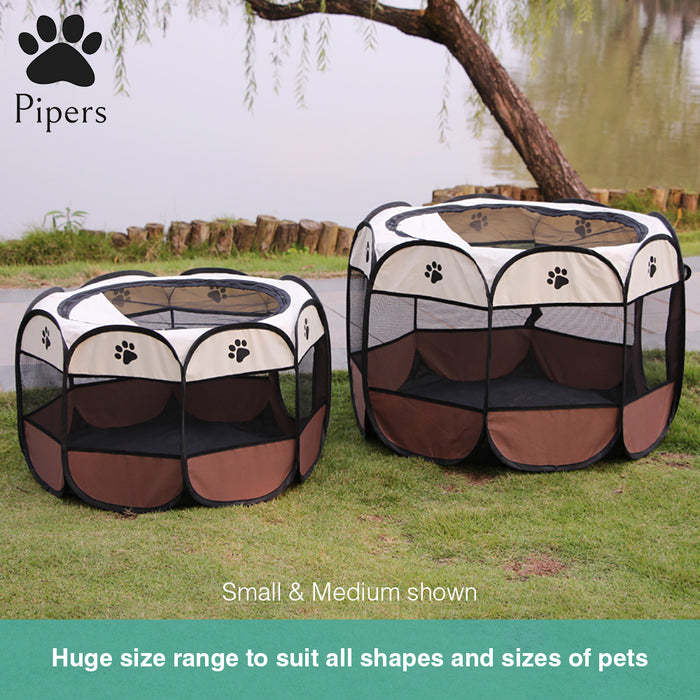 Pipers Pet Portable Playpen Dog Puppy Tent Enclosure Exercise Cat Cage 8 Panels