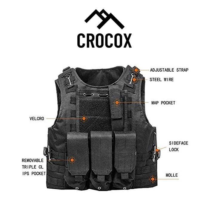 Crocox Tactical Military Vest Airsoft Molle Gear Outdoor Training Adjustable
