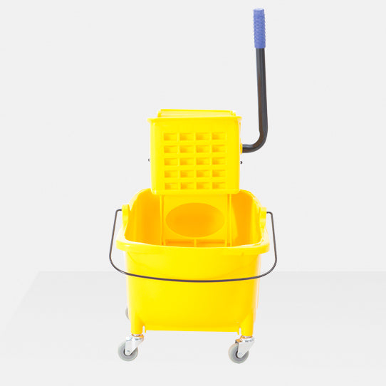 Mop Bucket Wringer Buckets 32L Heavy Duty Yellow Swivel Wheels Commercial Press