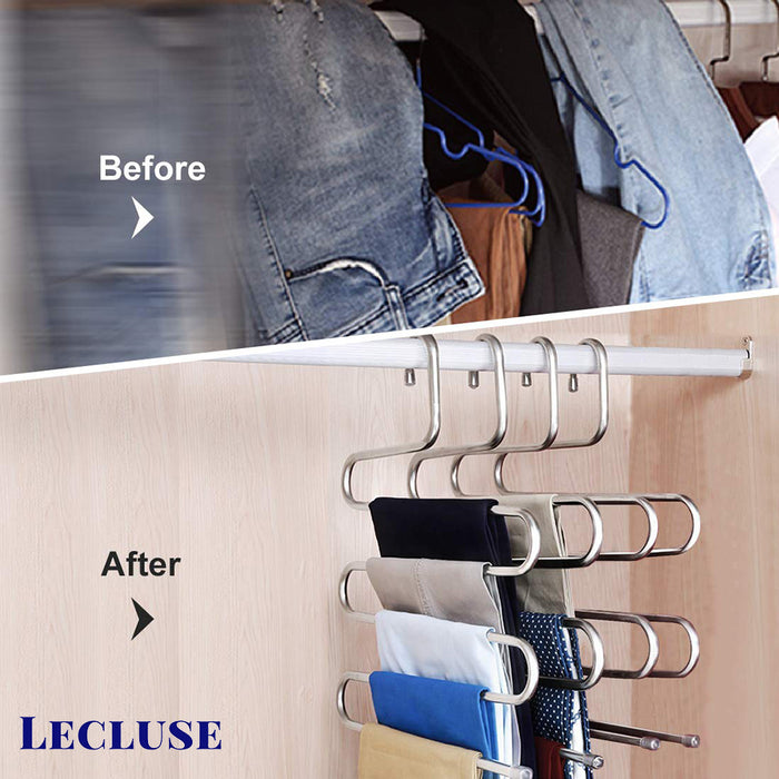 Lecluse Stainless Steel Trouser Hangers Pants Tie Clothes Coat Space Saving Bulk