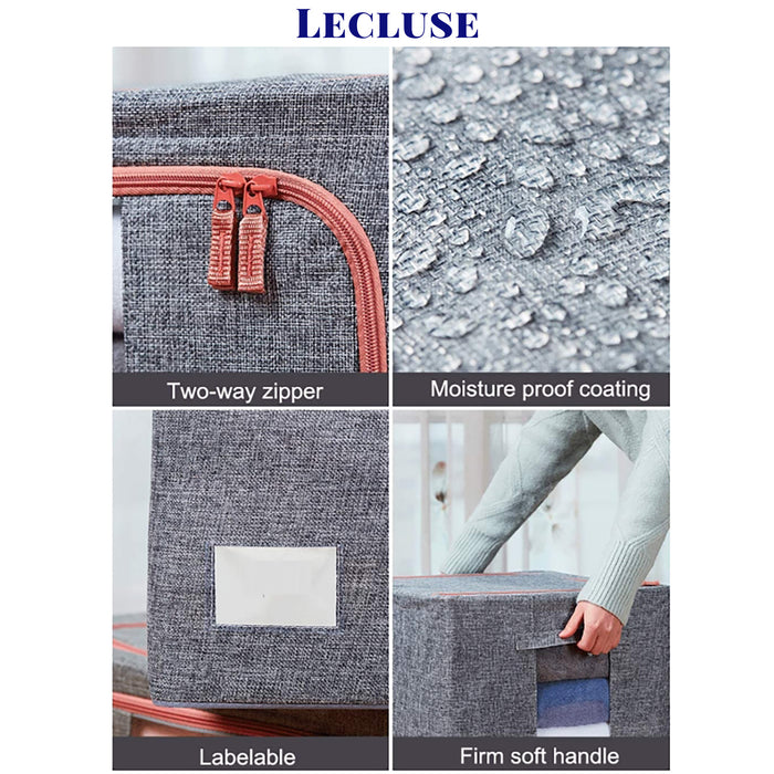 Lecluse Foldable Storage Bag Cloth Quilt Blanket Toy Organizer Zipper Box Oxfor