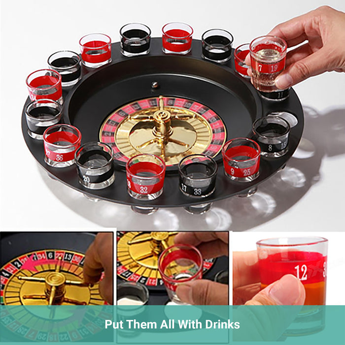 Pardy Bar Roulette Drinking Game Set Party KTV Gala Adult 16 Shot Glass
